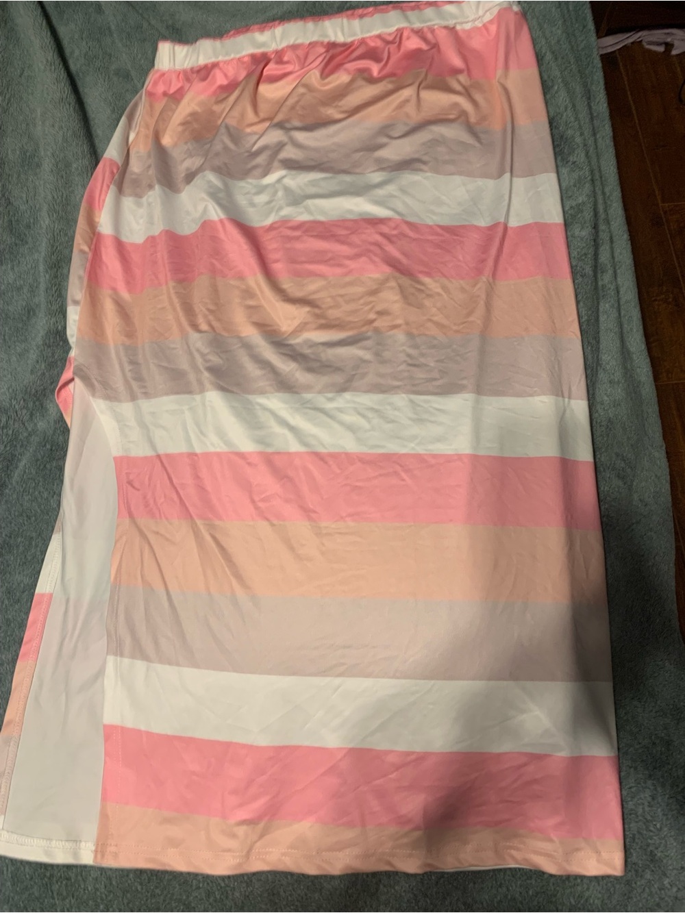SHEIN Pink and Cream Striped Maxi Skirt